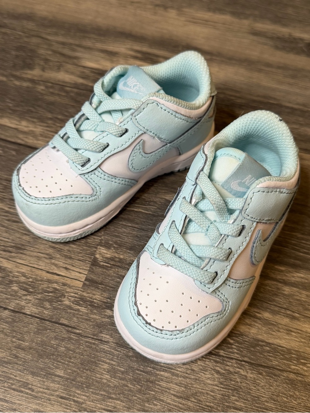 Nike Dunk Low Toddler Shoes Size 6C Mint Blue White Sneakers Girls Kids